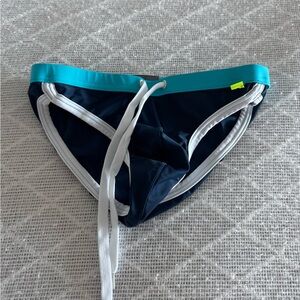 Andrew Christian Blue and White Bikini Bottom Sz. Medium